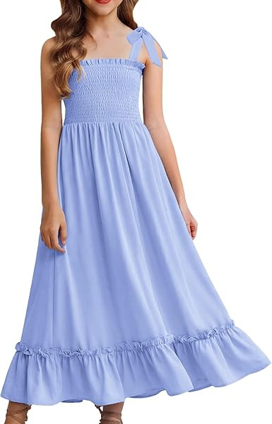 Arshiner Girls Summer Dress Boho Beach Casual Smocked Maxi Dresses | Amazon (US)