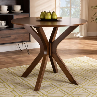 Kenji Walnut Brown Finished 35-Inch-Wide Round Wood Dining Table, Walnut Brown | Ashley