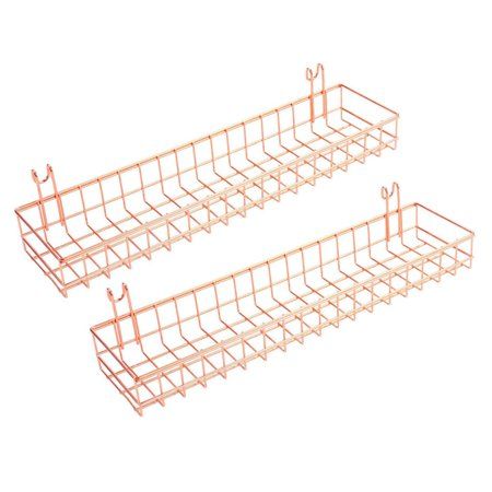 2X Gold Grid Wall Basket Wire Wall Shelf for Grid Panel Easy Hanging Tray | Walmart (US)