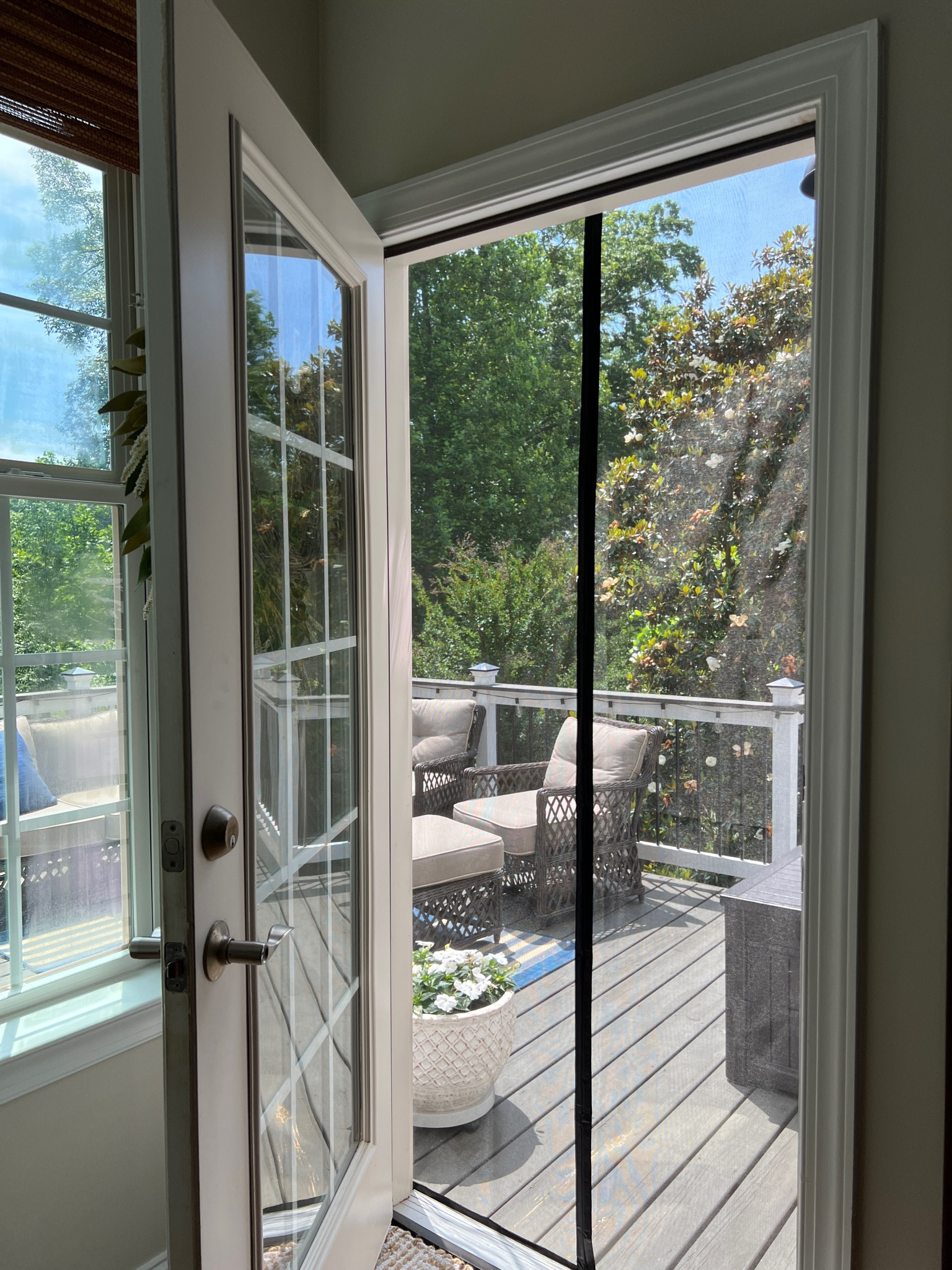 Let the summer breeze come through your home with this magnetic screen door. Super easy to install and works great. Now I can leave our back door open! #outdoorliving #screendoor #backdeck 

#LTKSeasonal #LTKhome #LTKFind
