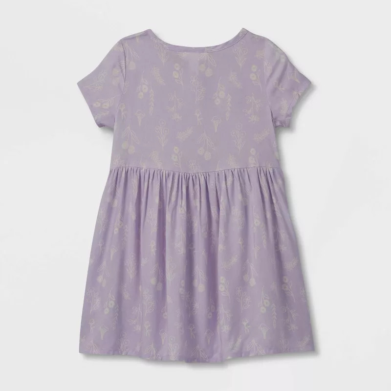 Toddler Girls' Floral Button-Front Short Sleeve Dress - Cat & Jack™ Purple | Target