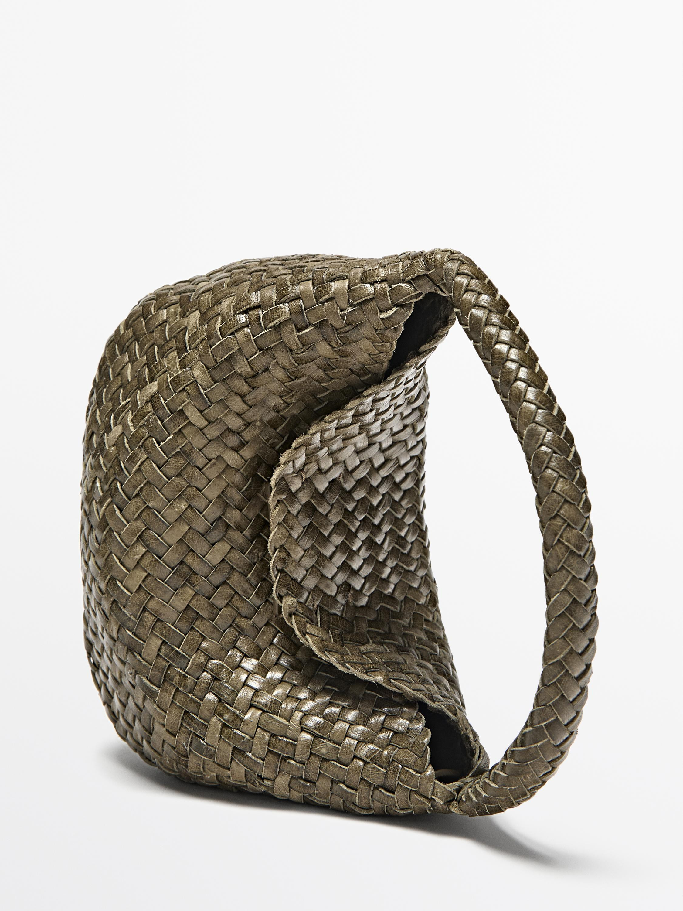 Nappa leather braided mini bag | Massimo Dutti UK