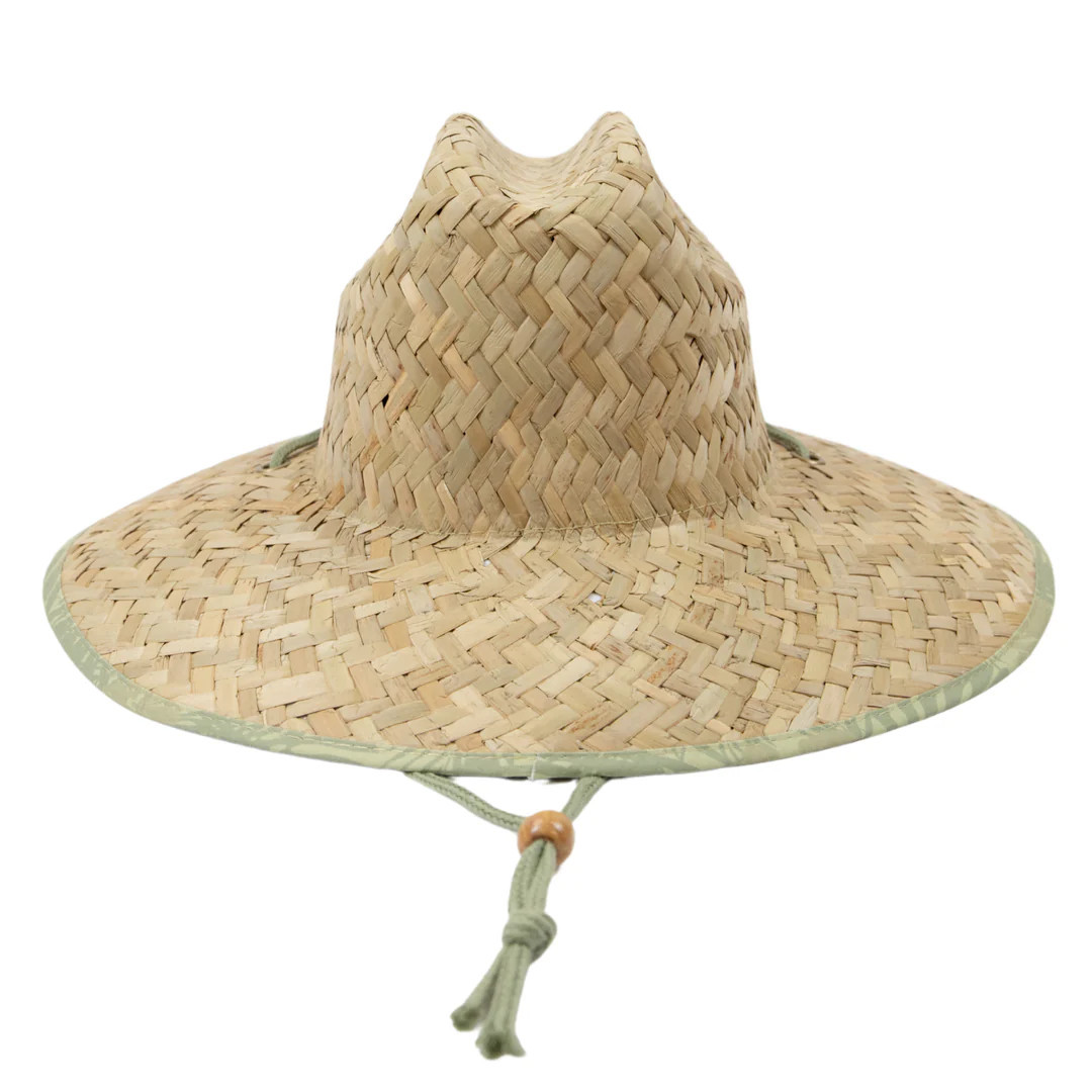 Men's rush straw lifeguard with under brim print and adjustable chin cord | San Diego Hat Company