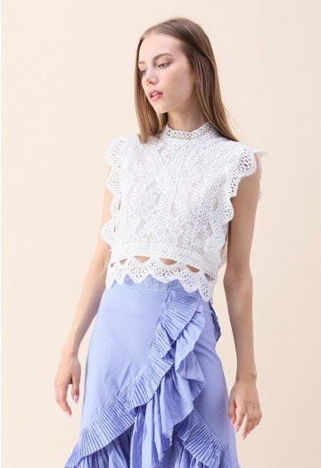 Your Sassy Start Sleeveless Crochet Lace Top in White | Chicwish