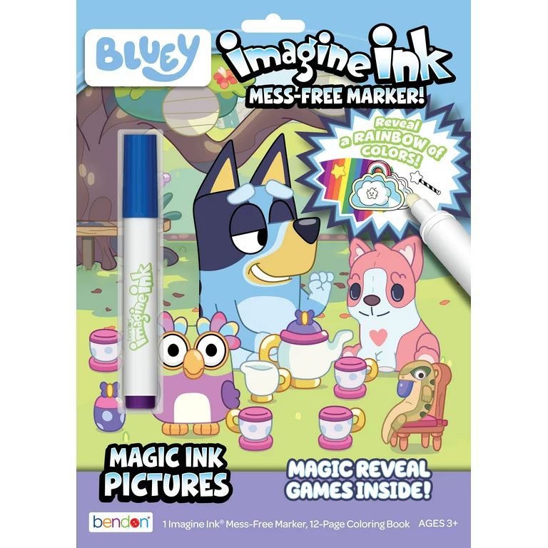 Bluey Imagine Ink Coloring Book with Mess Free Marker, 12 Pages, Paperback - Walmart.com | Walmart (US)