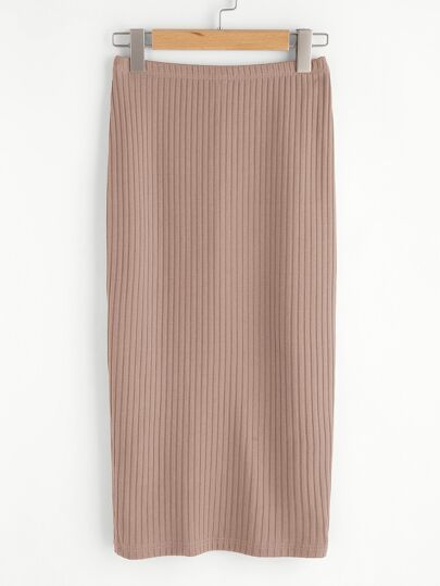 Split Back Ribbed Knit Skirt | SHEIN