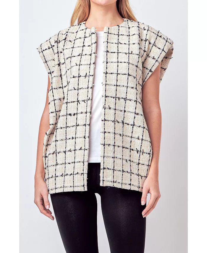 Women's Tweed Vest with Shoulder Pads | Macy's