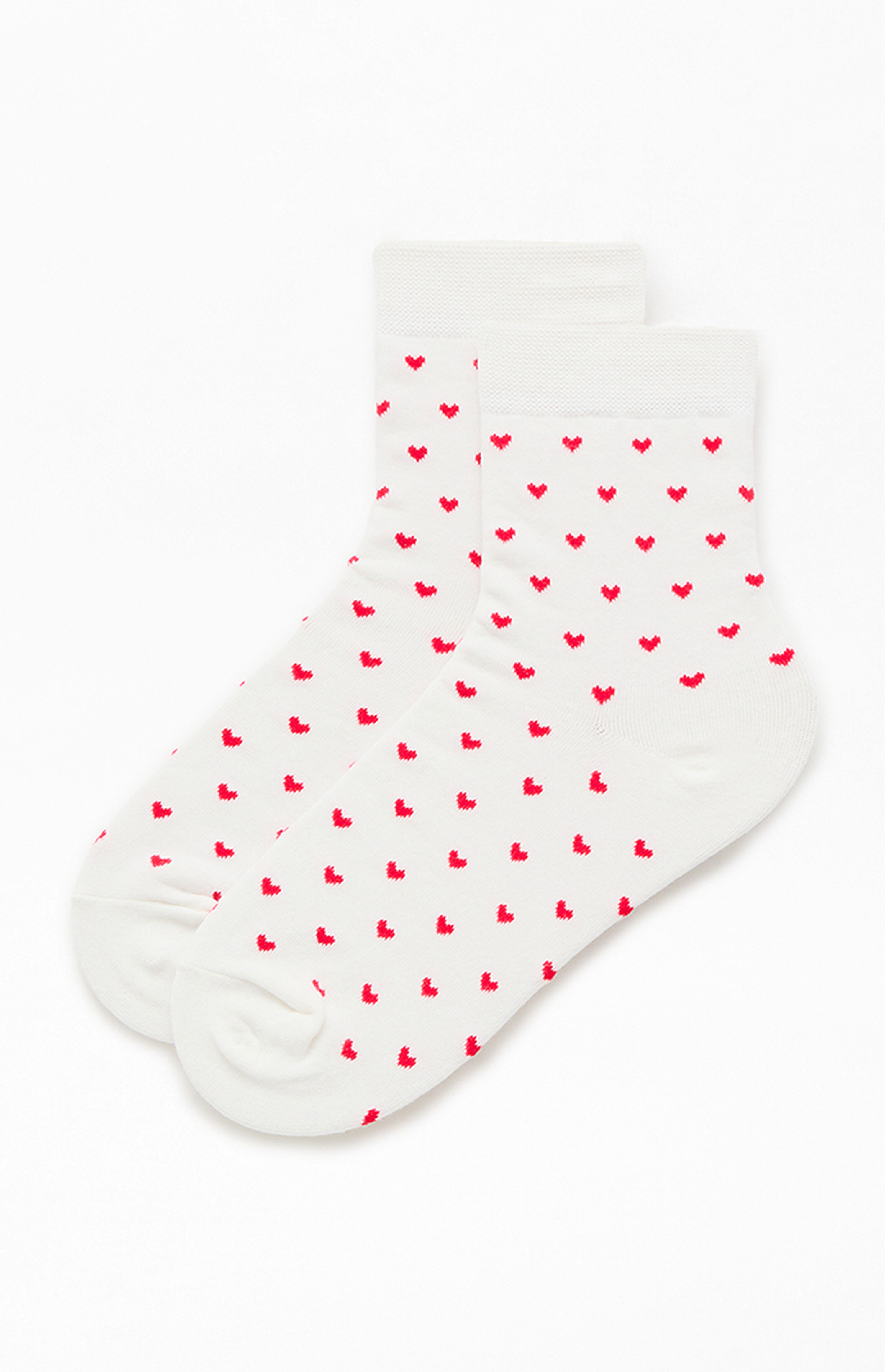 John Galt White & Red Heart Crew Socks | PacSun