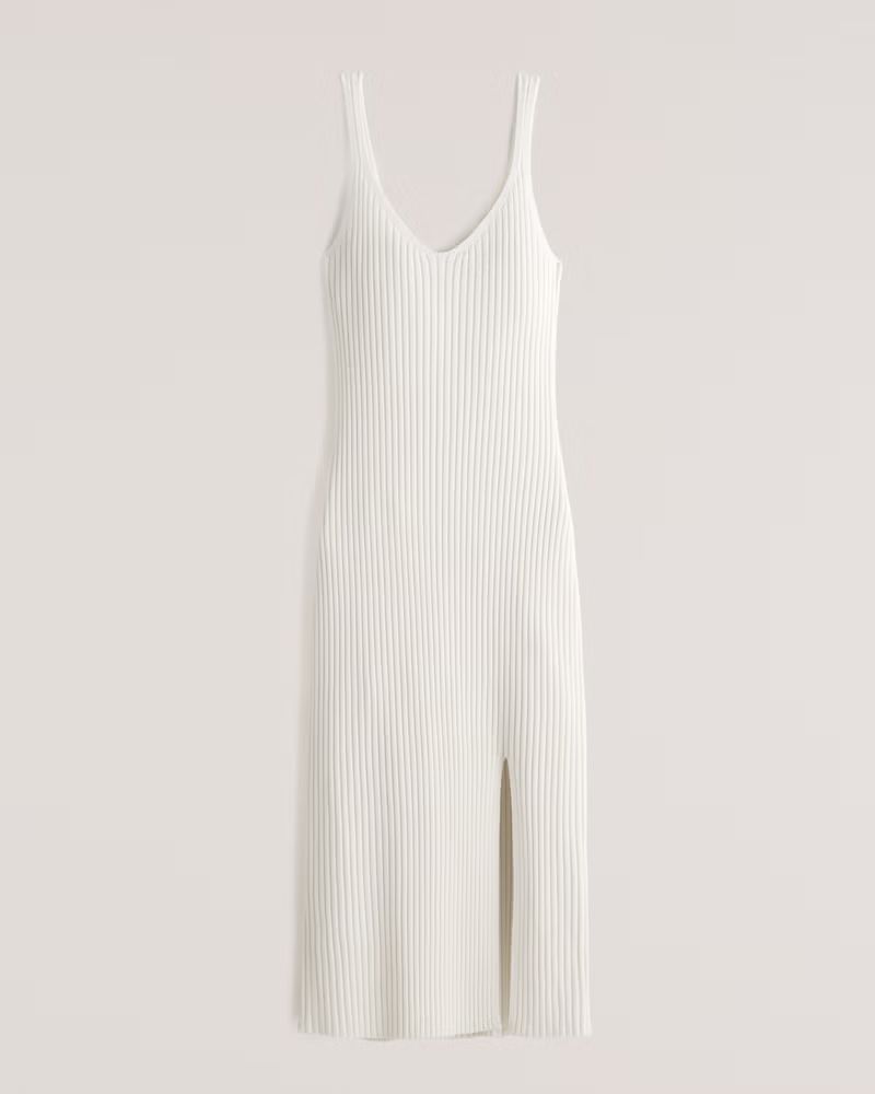 Women's V-Neck Slip Midi Sweater Dress | Women's Dresses & Jumpsuits | Abercrombie.com | Abercrombie & Fitch (US)
