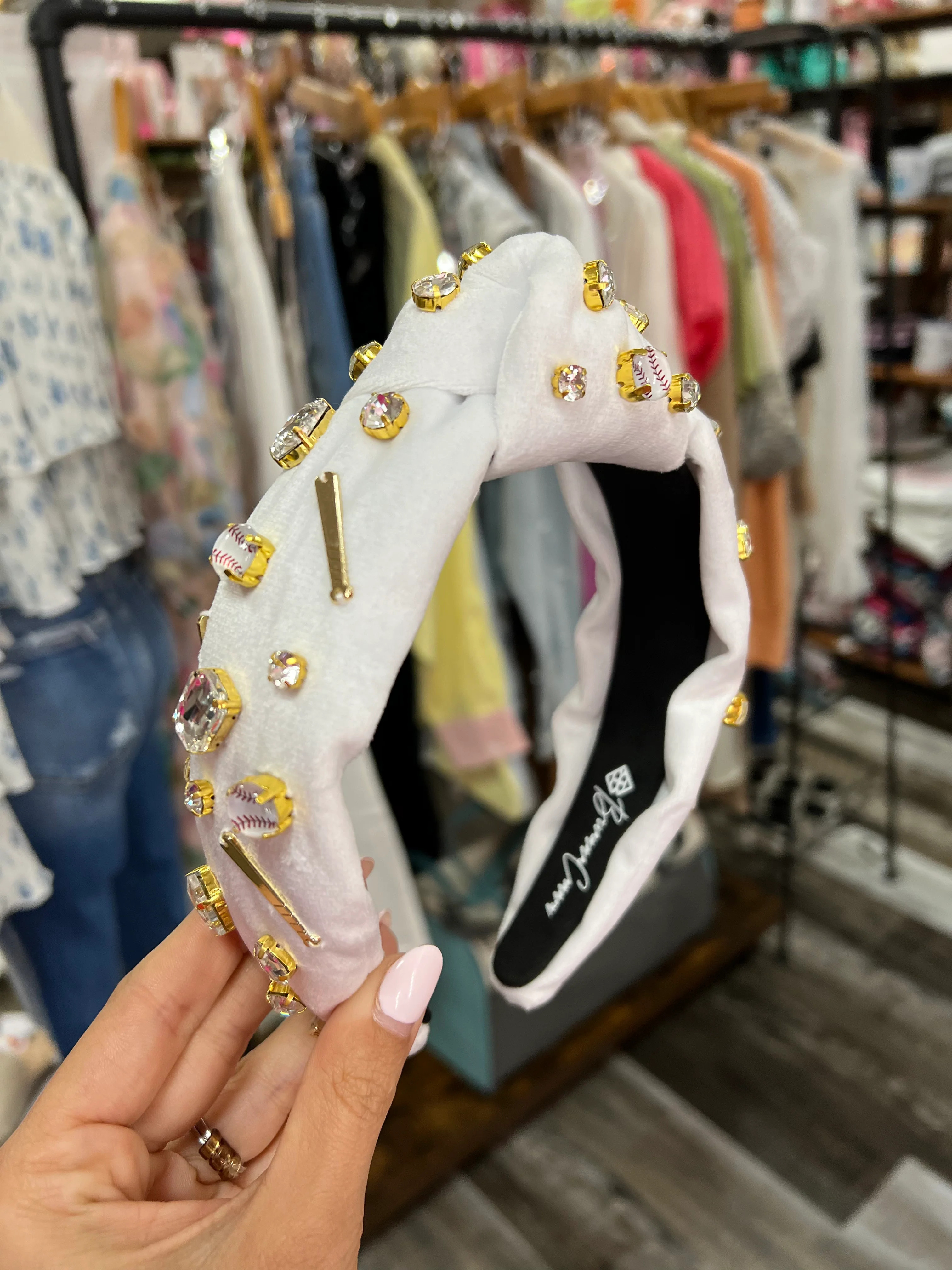 Fan Gear Baseball Headband in White | Pink Creek