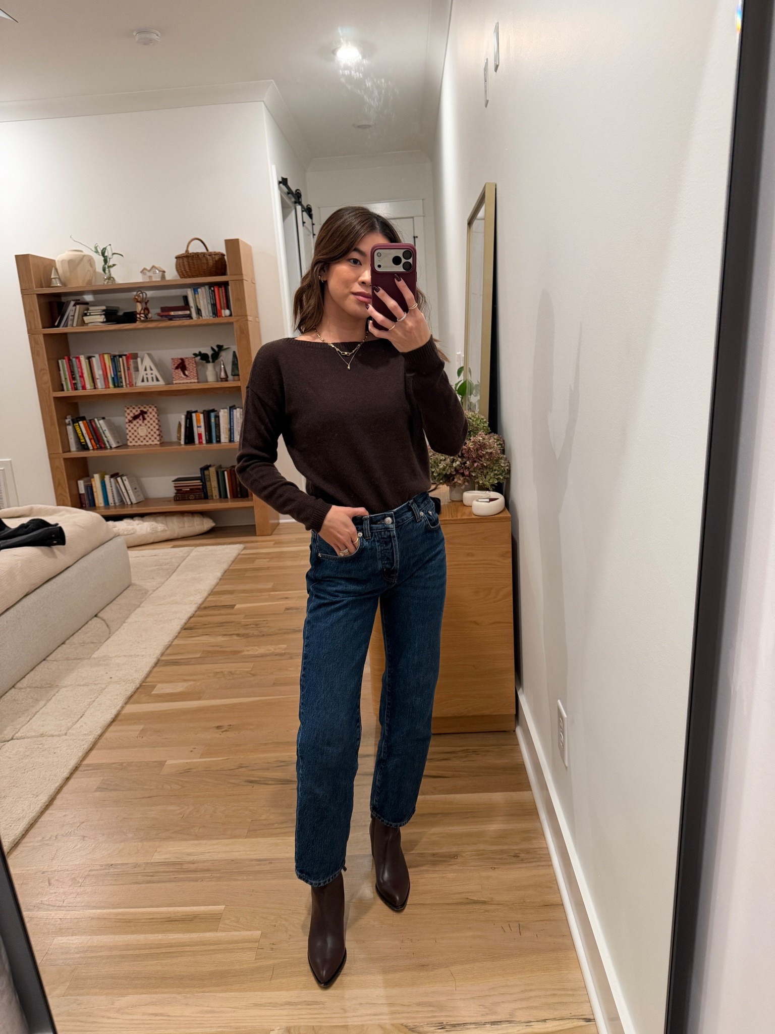 Wearing size 23 extra short in the jeans, and size XS in the sweater! 

Boat neck sweater, brown sweater, winter outfit, jeans, denim, winter denim, boots

#LTKSeasonal #LTKHoliday #LTKPetite