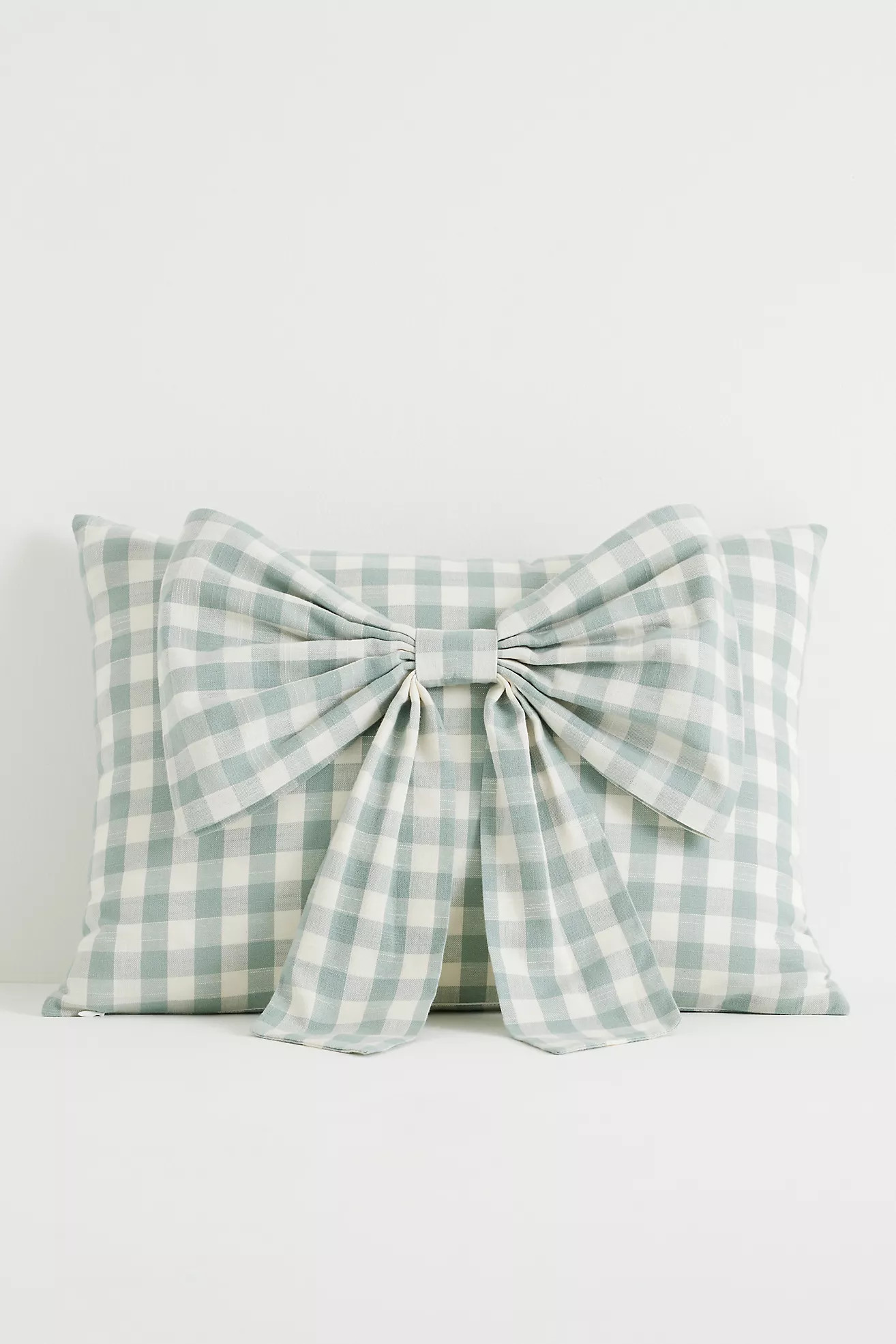 Ana Cotton Gingham Printed Bow Pillow | Anthropologie (US)
