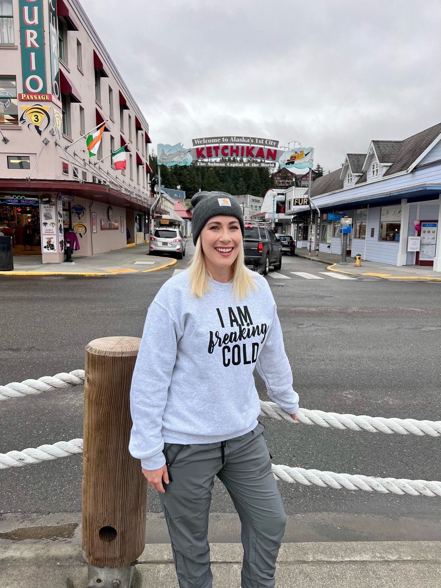 Casual outfit for Juneau Alaska. We did a crab boat charter on our Alaskan cruise. Waterproof pants are a must! Wearing size medium #alaskacruiseoutfit #alaskaoutfit

#LTKtravel #LTKstyletip #LTKSeasonal