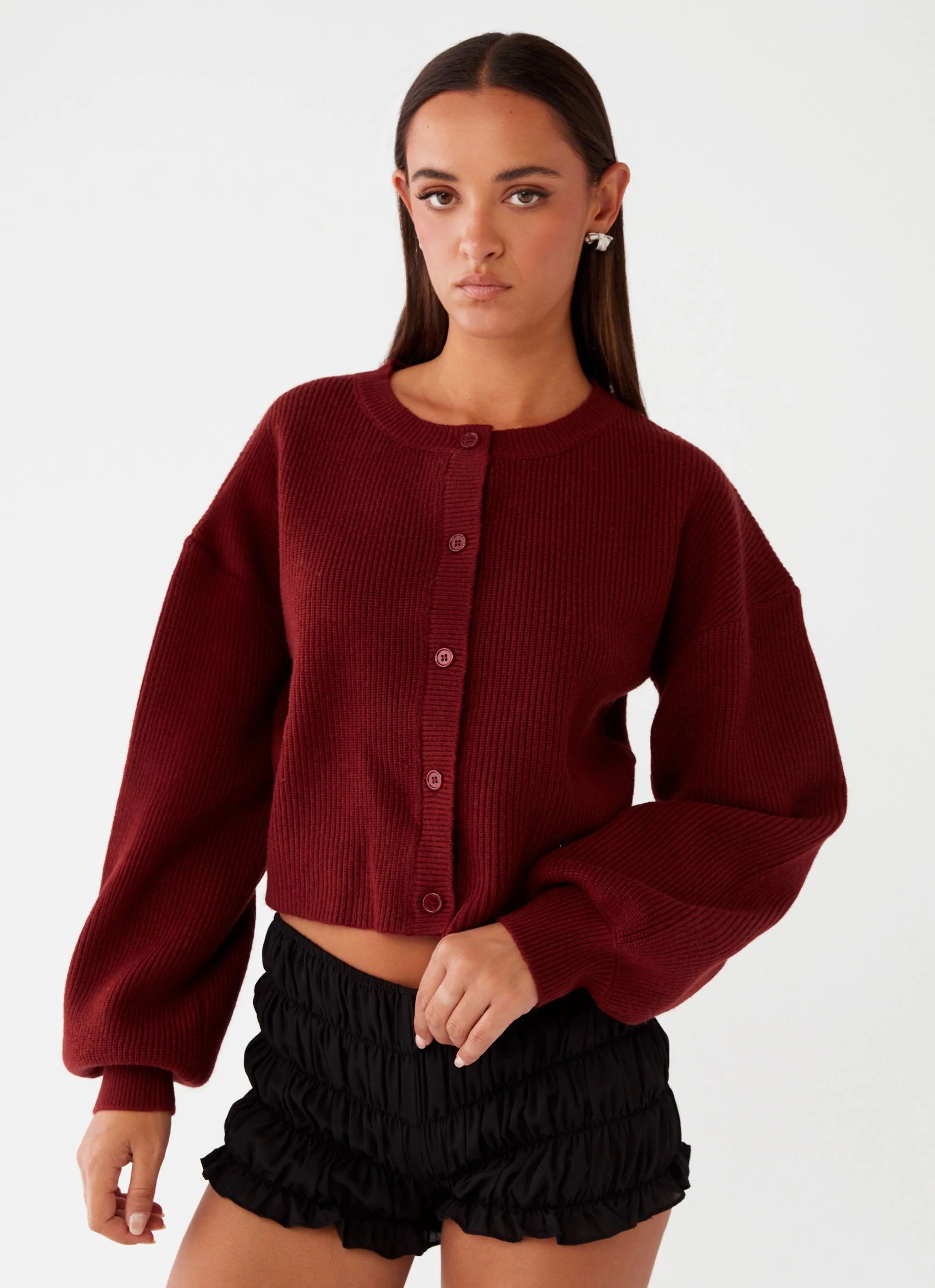 Daphne Knit Cardigan - Maroon | Peppermayo (Global)