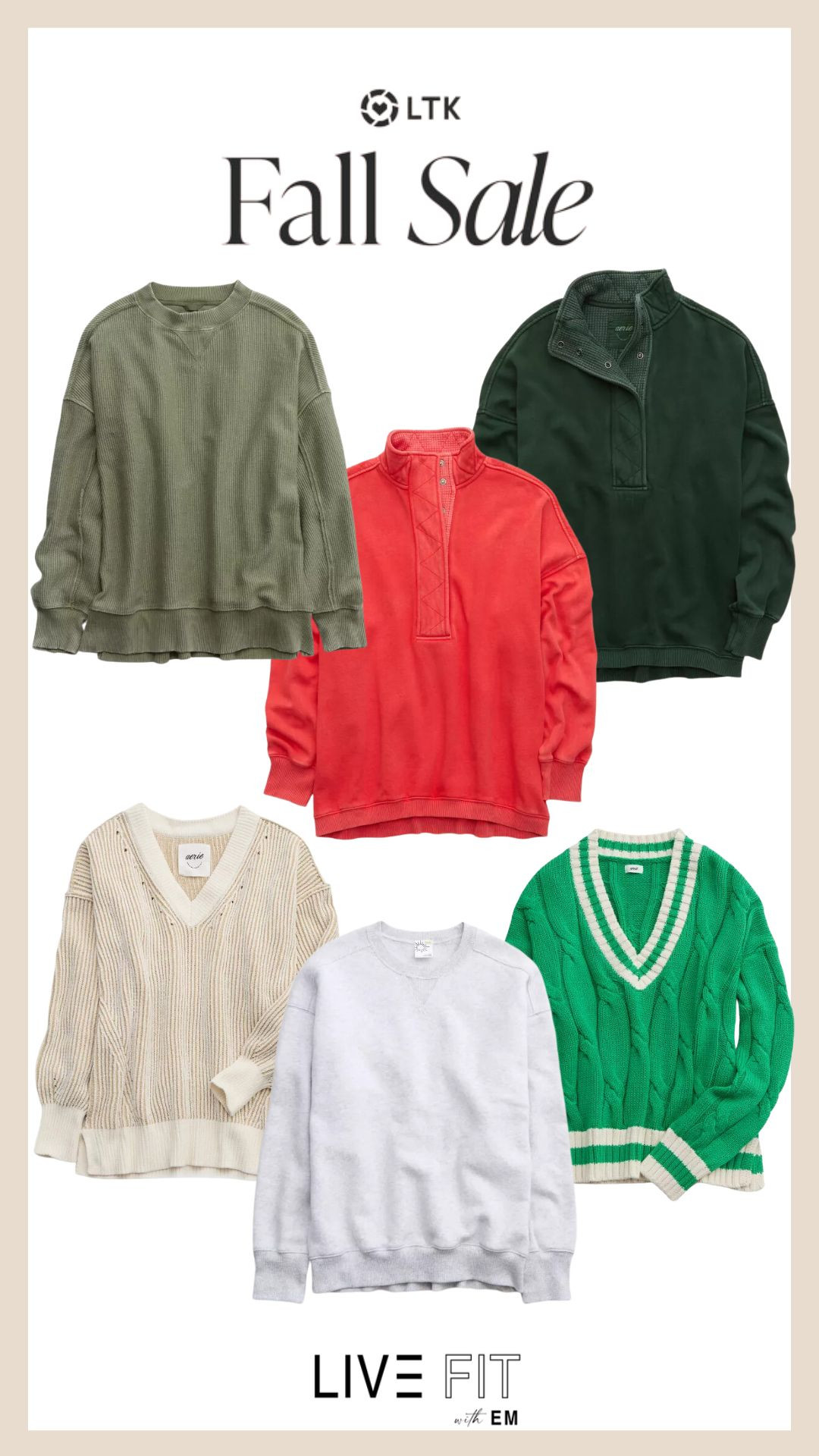 Wrap up in style this season with Aerie's cozy fall collection 🍂. Enjoy 20% off sitewide during our LTK Fall Sale! From vibrant crewnecks to essential sweaters, these pieces are perfect for your autumn wardrobe refresh. Shop now exclusively through the LTK app! 🌟 #AerieSeason

#LTKSaleAlert #LTKSeasonal #LTKFallSale