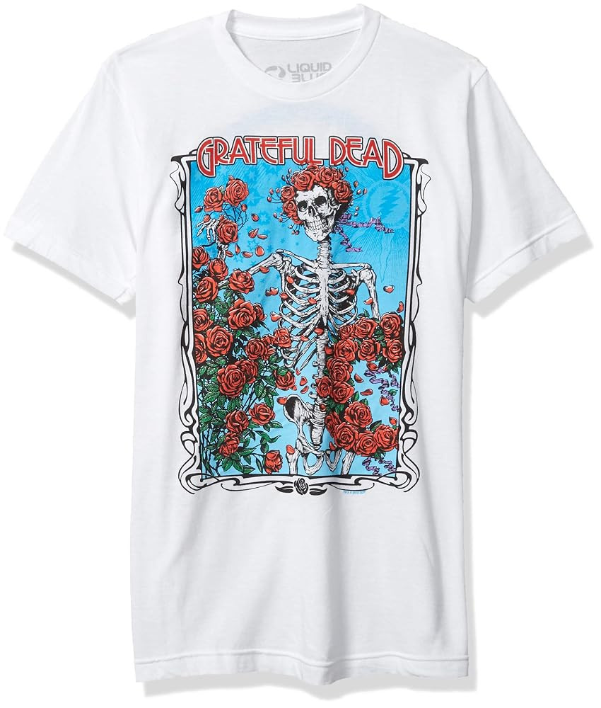 Liquid Blue Unisex-Adult Standard Grateful Dead Bertha Wheel and Roses Short Sleeve Tee | Amazon (US)