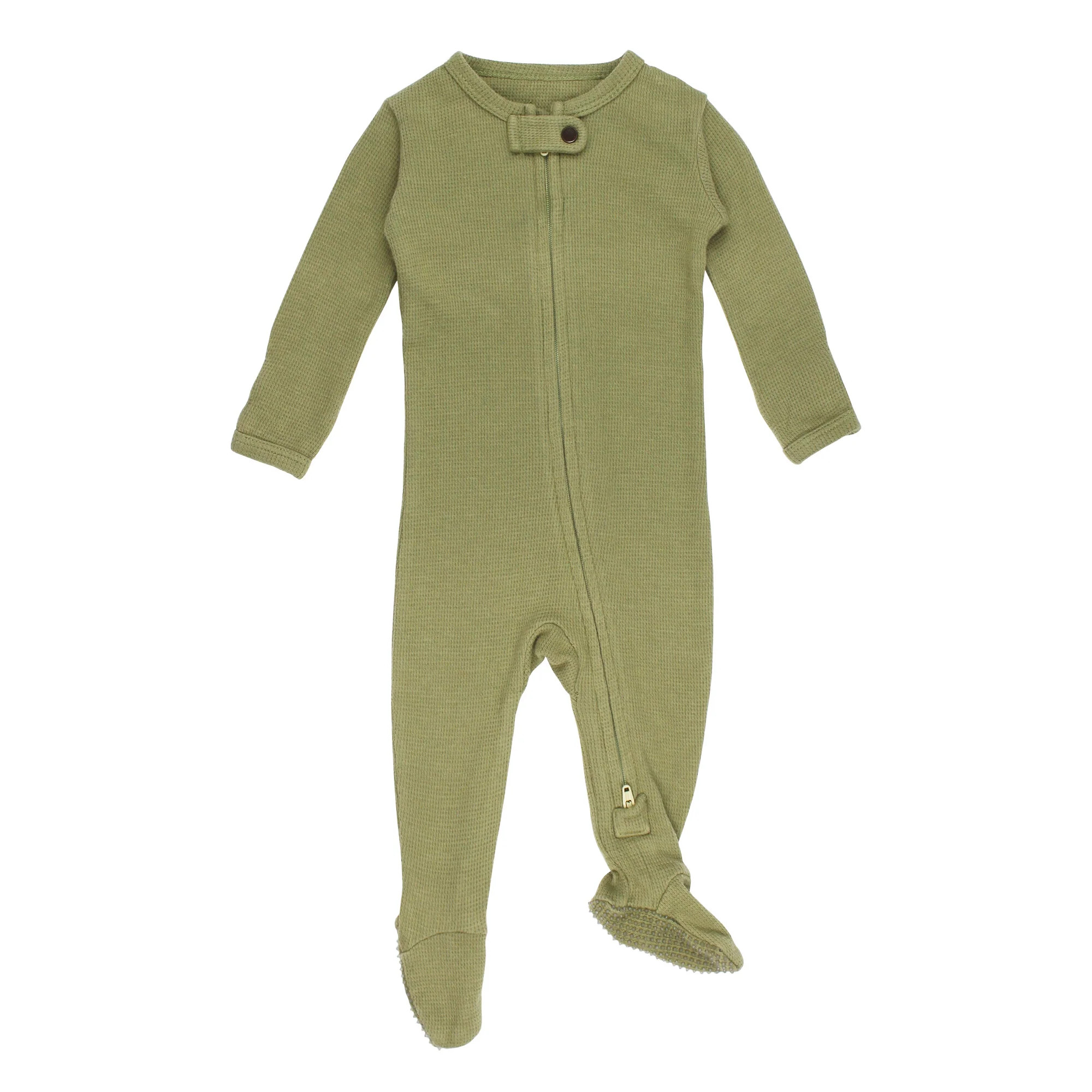 Organic Thermal 2-Way Zipper Footie in Sage | L'ovedbaby