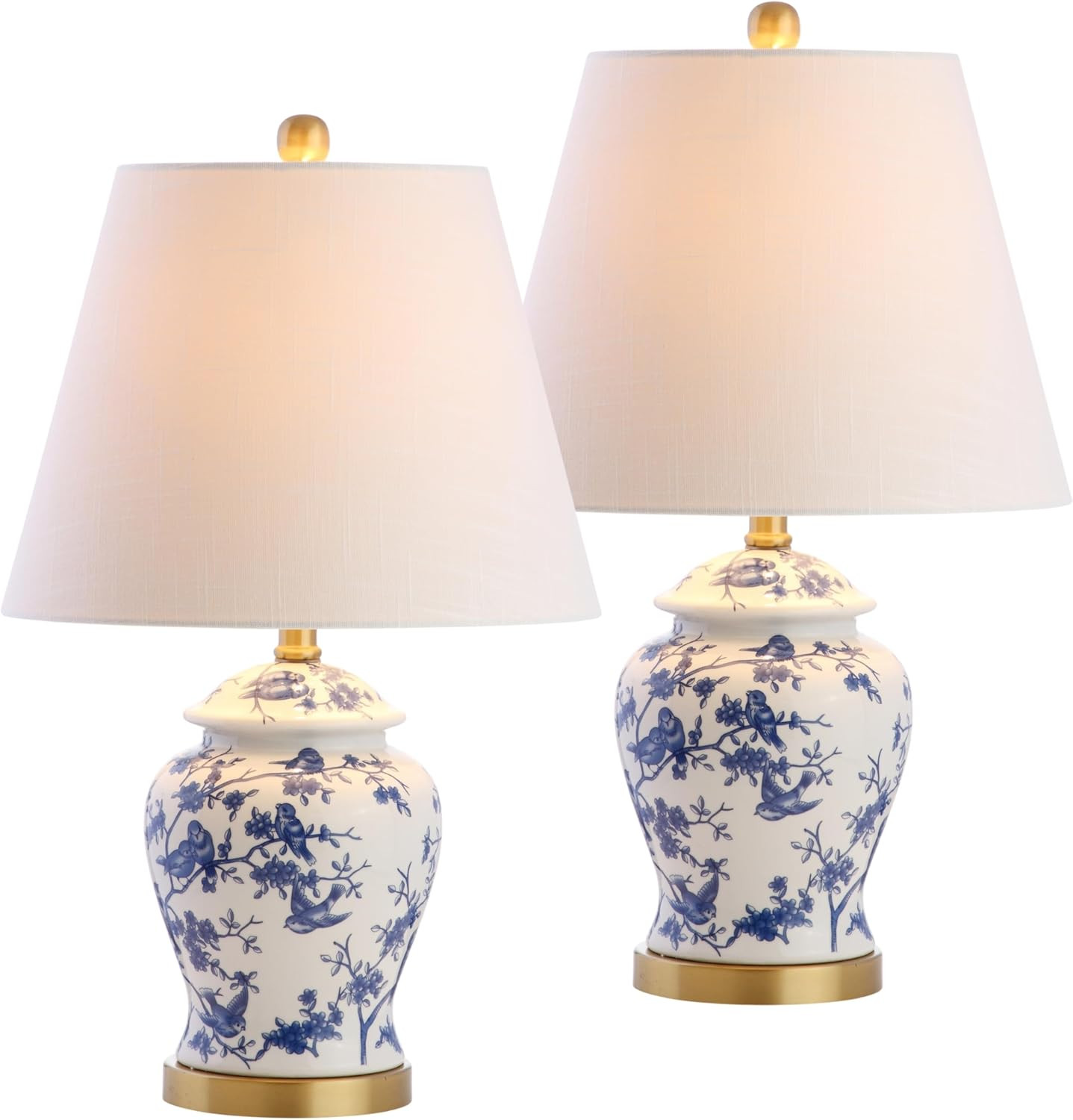 JONATHAN Y 22" Blue/White Ceramic Table Lamp, French Country Chinoiserie Ginger Jar LED Bedside L... | Amazon (US)