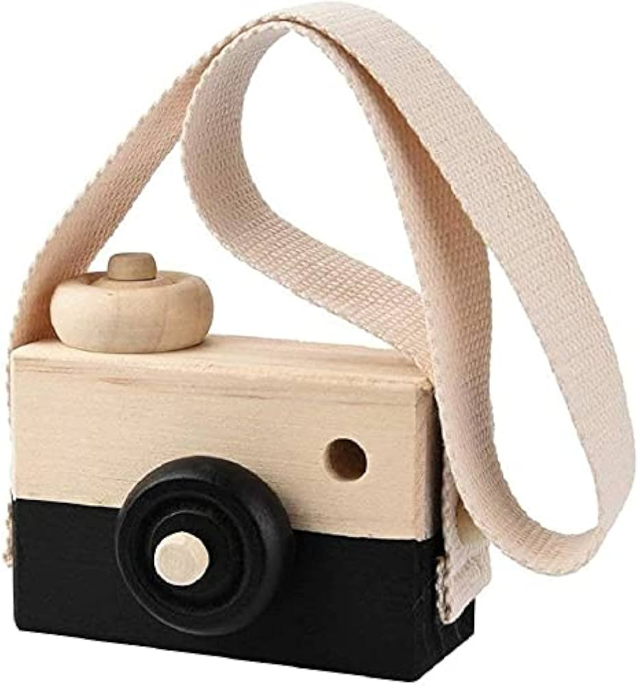 Wooden Mini Camera Toy, Hsxxf White Baby Kids Neck Hanging Photographed Props Camera Toy with Rop... | Amazon (US)