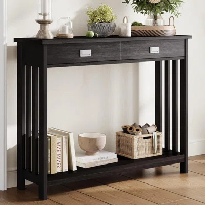 Black Entryway Table With Drawer, Narrow Console Table, Sofa Table With Storage Shelf For Entryway, Living Room And Hallway | Wayfair North America