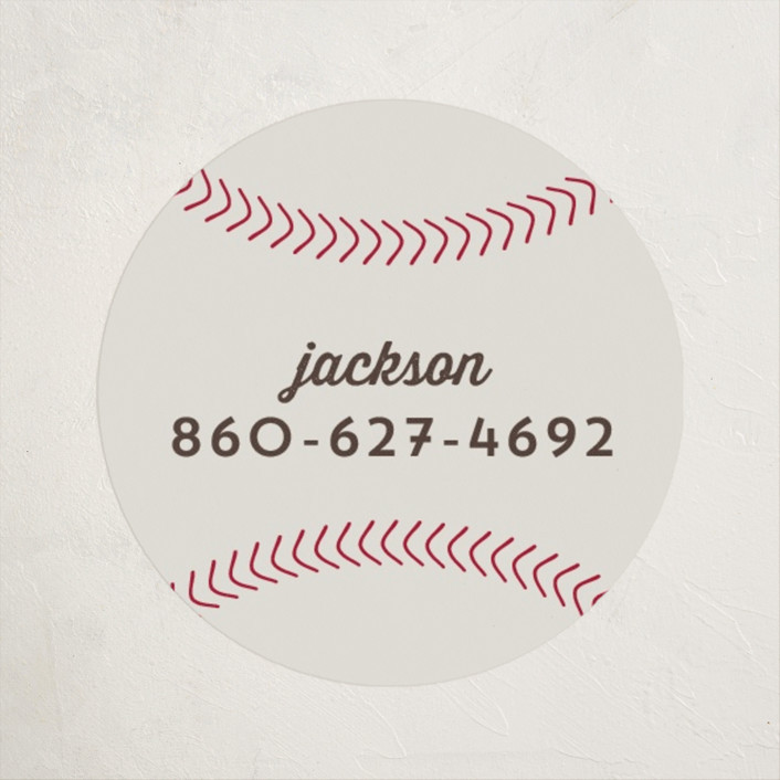 "Home Run" - Customizable Custom Name Labels in Brown or Red by Sarah DeWitt. | Minted