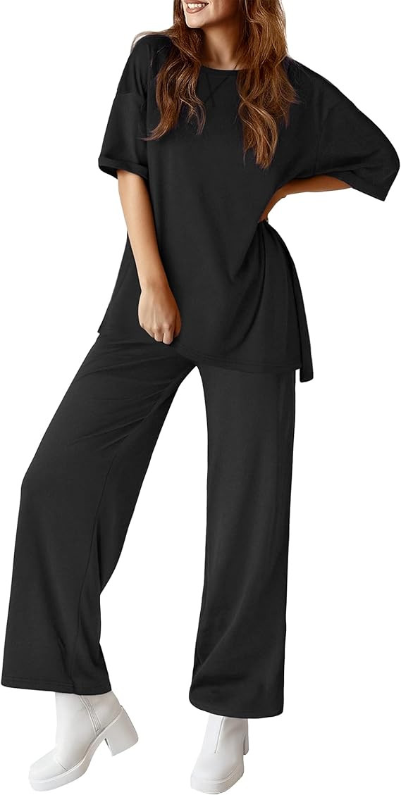 Totatuit Two Piece Sets For Women Summer Matching Set Travel Vacation Airport Outfits Short Sleev... | Amazon (US)