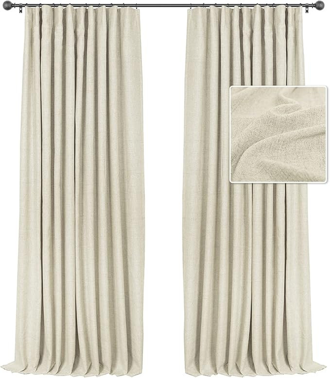 INOVADAY Blackout Curtains, 2-Panel Linen Textured 100% Thermal Insulated Room Darkening Sun Bloc... | Amazon (US)
