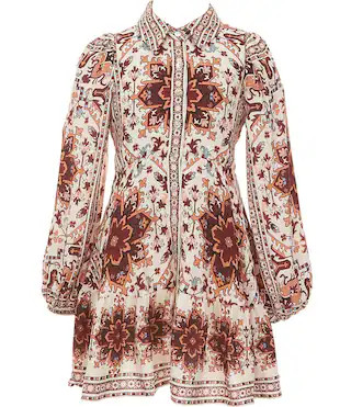 A Loves A Little Girls Printed Long Sleeve Collared Shirt Dress -  5 | Dillard's
