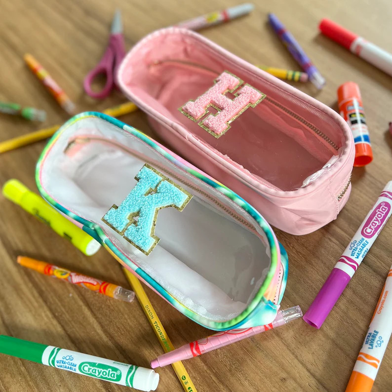 Personalized Pencil Case Clear Front Pencil Case With Initials Makeup Case With Letters Monogram ... | Etsy (US)