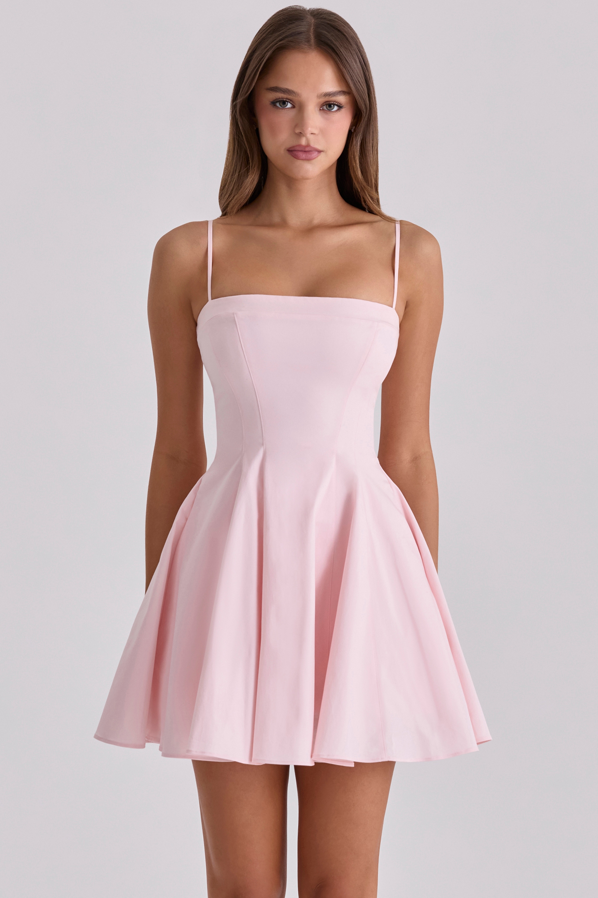 pink cotton flared mini sundress | House of CB