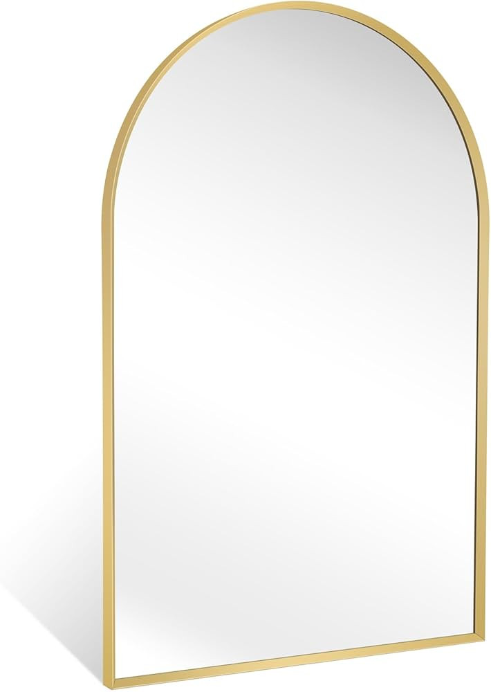 Large Gold Arched Mirror, 30" x 40" Modern Brushed Metal Frame Arch Wall Decorative Mirror, Arche... | Amazon (US)