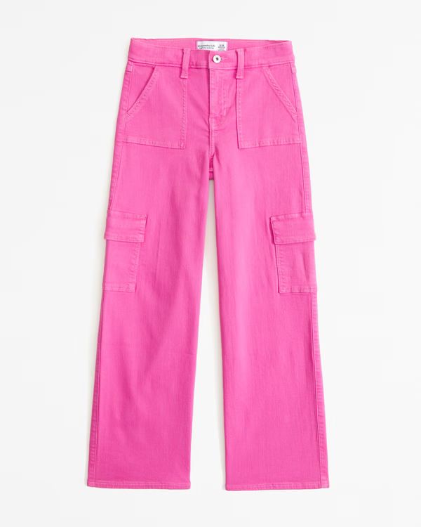 girls wide leg cargo jeans | girls bottoms | Abercrombie.com | Abercrombie & Fitch (US)