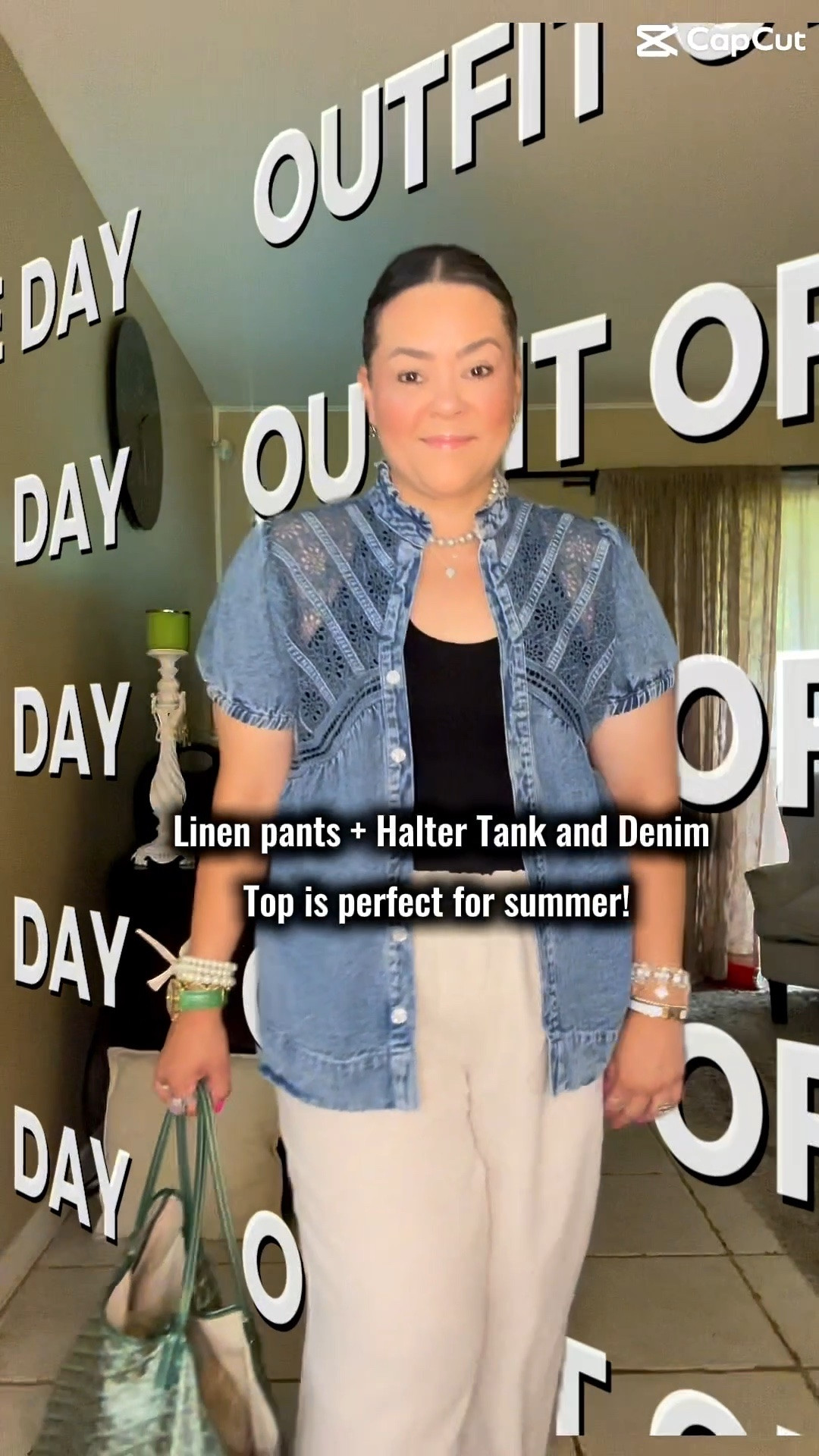 Perfect H&M Linen blend pants and Halter Tank + cotton denim open top for summer! @Kohl's @amazonfindsandfashion #h&m

#LTKootd #LTKOver40 #LTKMidsize