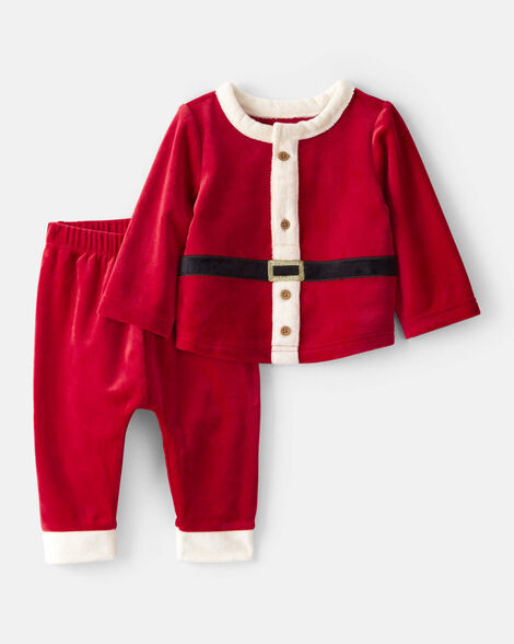 Baby 2-Piece Santa Holiday Long-Sleeve Tee & Pant Set - Red | Carter's Inc