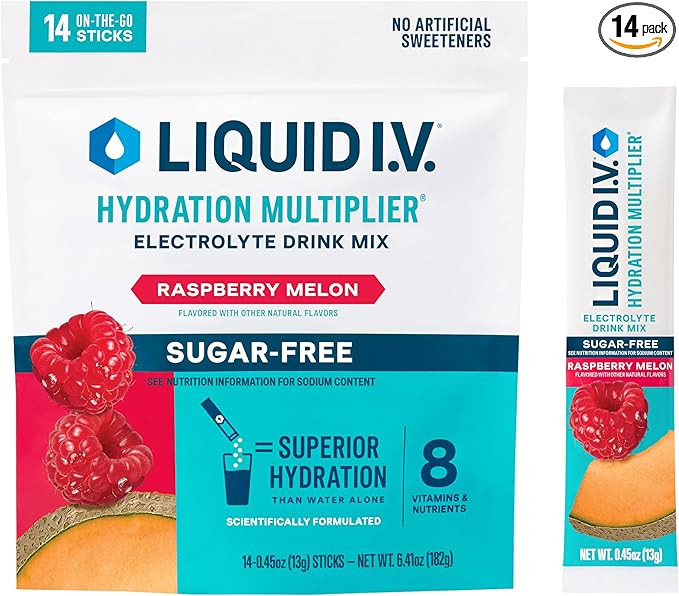 Liquid I.V. Sugar-Free Hydration Multiplier - Raspberry Melon – Hydration Powder Packets | Elec... | Amazon (US)