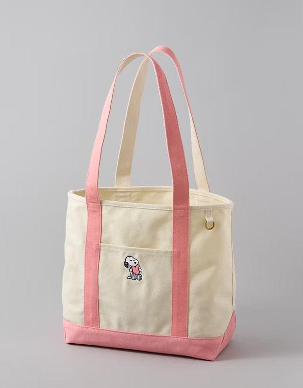 AE Snoopy Valentine's Day Canvas Tote Bag | American Eagle Outfitters (US & CA)