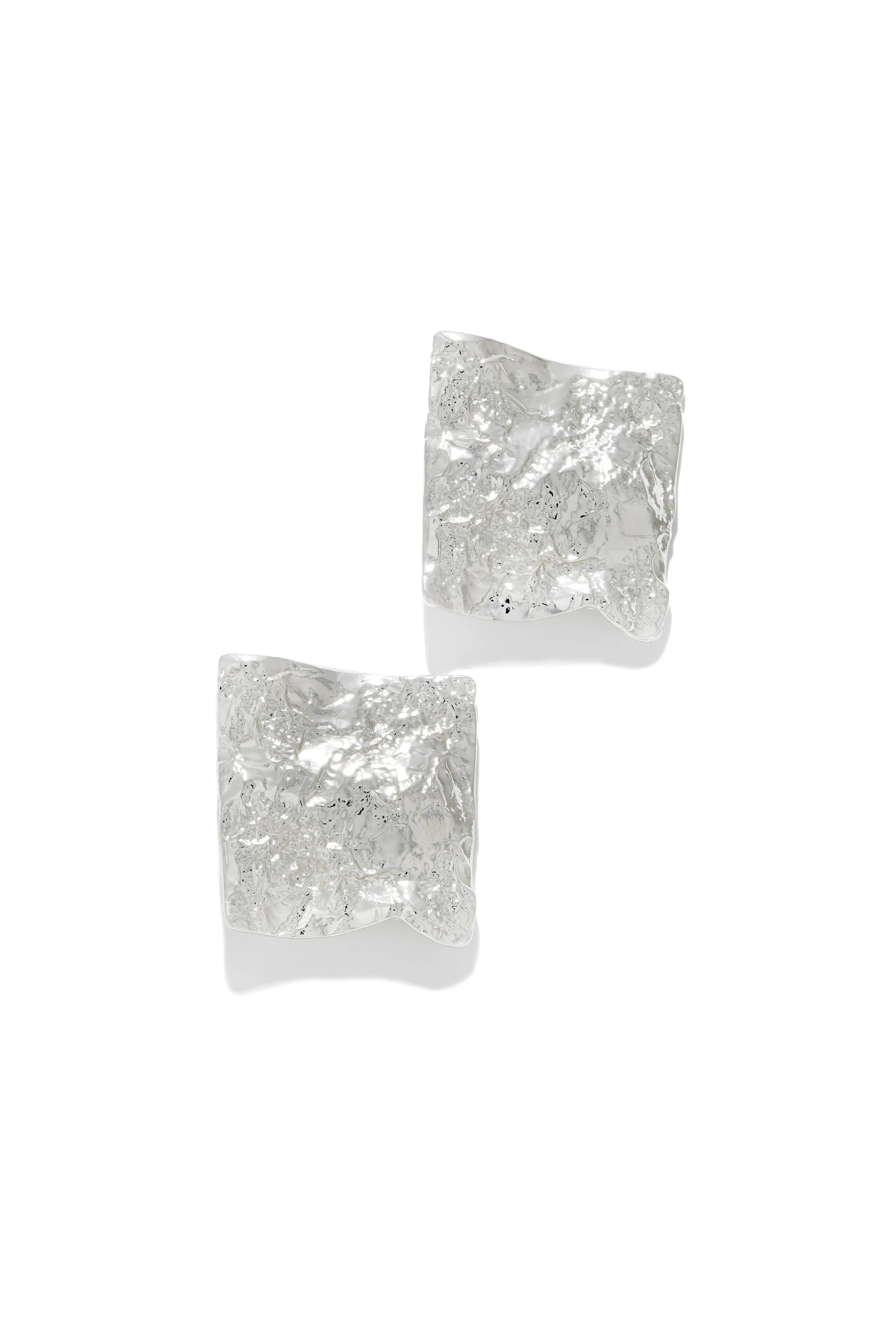 Miss Lola | Adelle Silver Textured Squared Earring | MISS LOLA