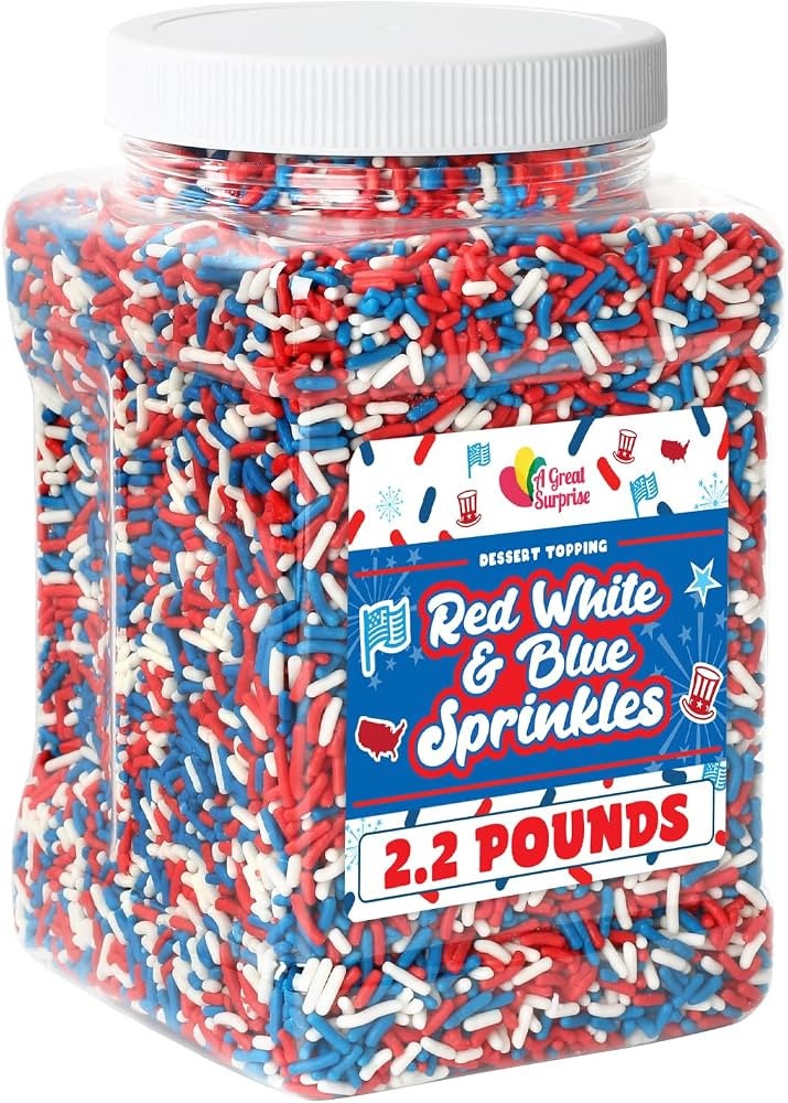 Red White and Blue Sprinkles - 2.2 Pounds - Memorial Day Patriotic Toppings - Bulk American Jimmi... | Amazon (US)