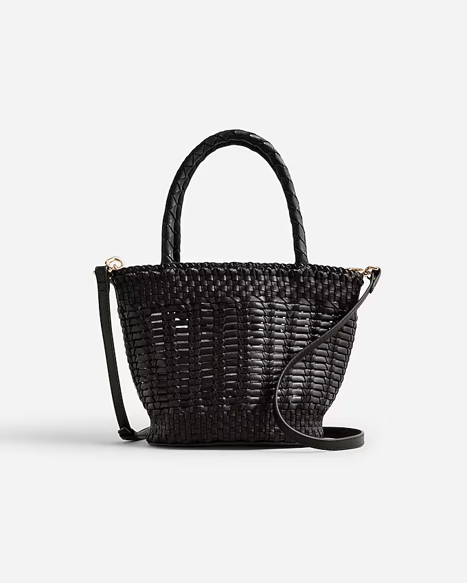 Small open-weave bag in leather | J. Crew US