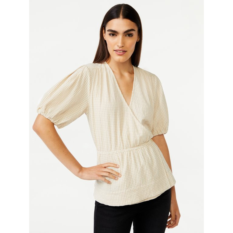 Free Assemble Women’s Faux Wrap V-Neck Top | Walmart (US)
