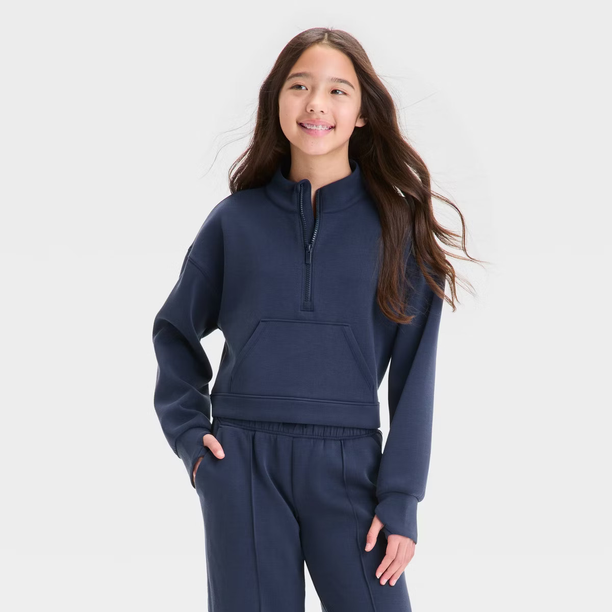 Girls' Airy Sleek 1/2 Zip Pullover Sweatshirt - All In Motion™ | Target