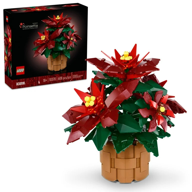 LEGO Icons Poinsettia Plant Building Set, Holiday Home Décor, Grande Italia Plant, Holiday Cente... | Walmart (US)