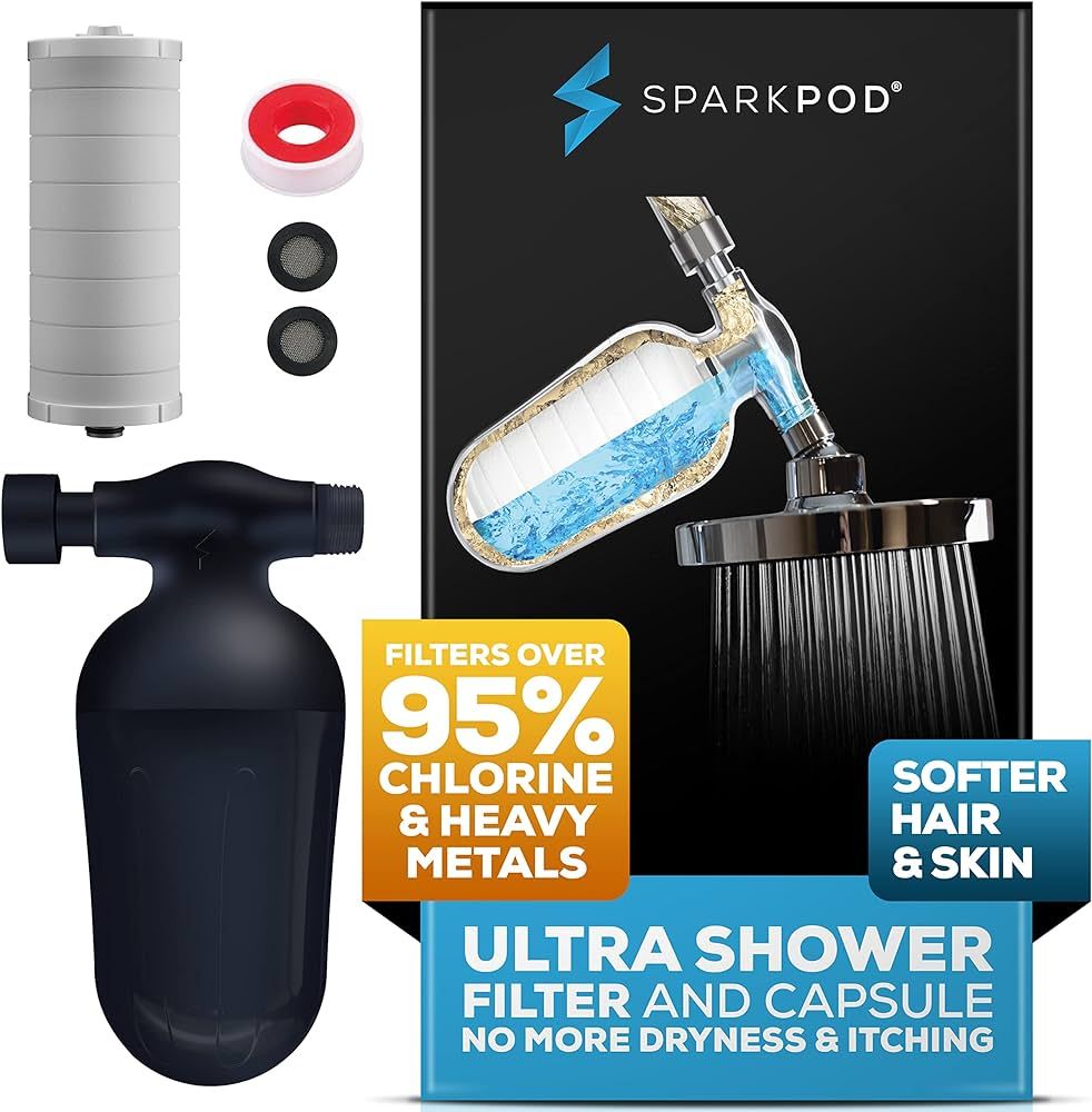 SparkPod Ultra Shower Filter- Shower Head Water Filter & Cartridge- 150 Stage Equivalent, Removes... | Amazon (US)