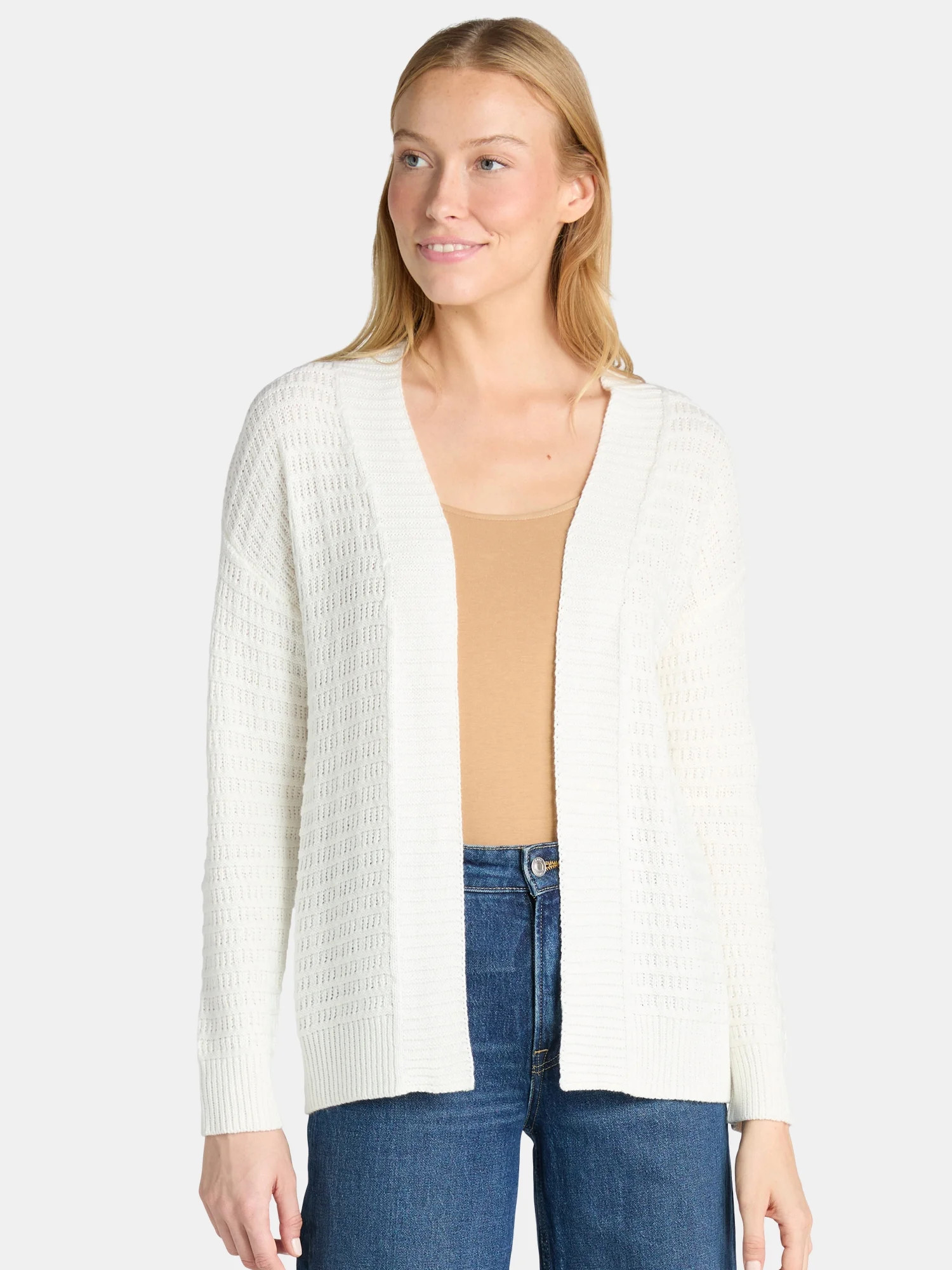Time and Tru Women’s Textured Cardigan Sweater, Midweight, Sizes XS-XXXL - Walmart.com | Walmart (US)