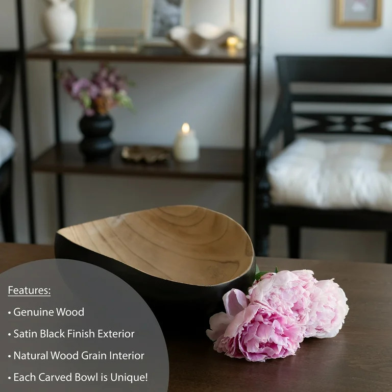 Home Decor Collection Black and Natural Wood Decorative Tabletop Bowl | Walmart (US)