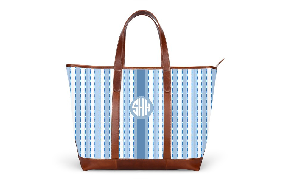 St. Charles Zippered Yacht Tote - Monogram Stripe | Barrington Gifts