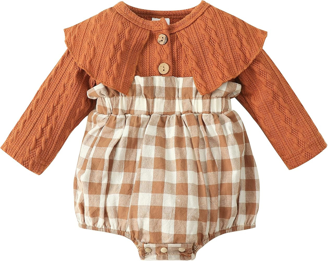 Newborn Baby Girl Romper Outfits Ruffle Jumpsuit Bodysuit Infant Onesie Baby Girls Clothes | Amazon (US)