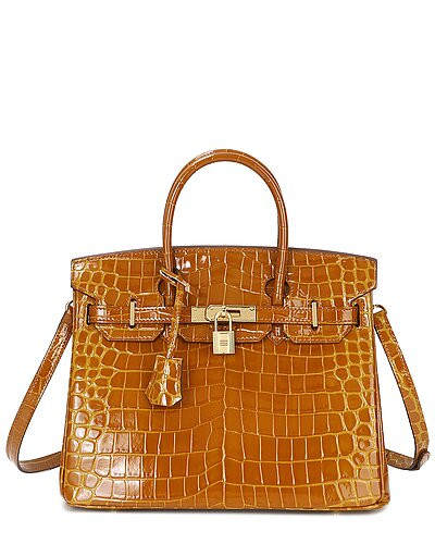 Large Croc-Embossed Leather Satchel | Gilt & Gilt City