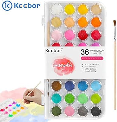 Keebor Basic 36-Colors Watercolor Paint Set with a Wood Paint Brush, Perfect for Kids, Adults, B... | Amazon (US)