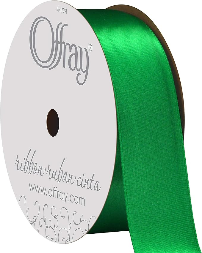 Berwick Offray 068878 7/8" Wide Single Face Satin Ribbon, Emerald Green, 6 Yds | Amazon (US)